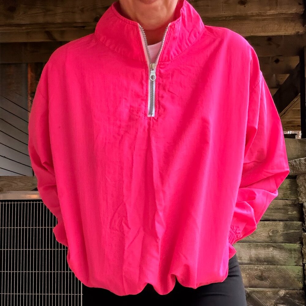 Vintage Neon Pink Quarter Zip Windbreaker S/M